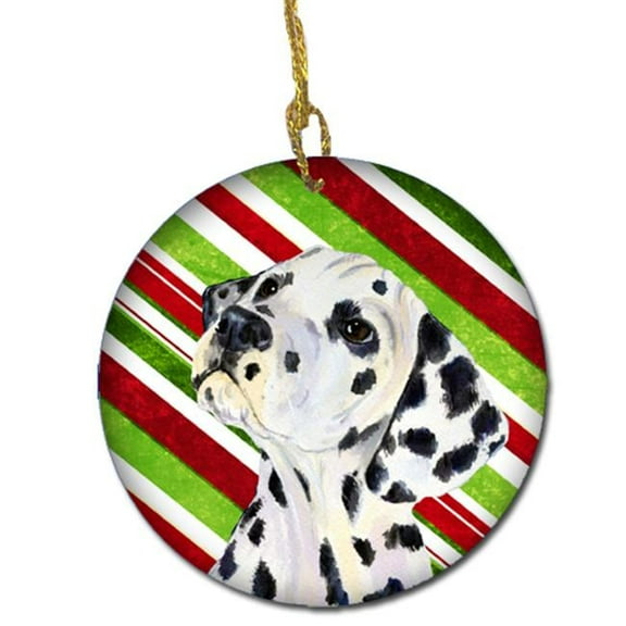 Dalmatian Candy Cane Holiday Christmas Ceramic Ornament
