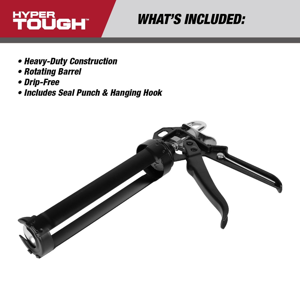 Hyper Tough Drip-Free Caulk Gun with Rotating Barrel