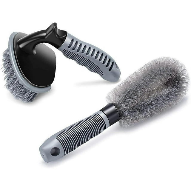 2 Pcs Brosse de Nettoyage de Roue en Acier et Alliage, Brosse de Pneu de Voiture, Vélo