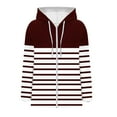 thumbnail image 4 of Olyvenn Women's Hooded Sweatshirts Fashion Striped Print Long Sleeves Drawstring Pocket Hoodies Blouse Tops Sports Jackets Wine L, 4 of 4