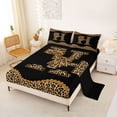 thumbnail image 2 of Erosebridal Cheetah Pattern Cute Bowknot Queen Sheet Sets,Leopard Print Personalized Initial Letter H Bed Set For Kids 4 Pieces, 2 of 6