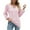 Pink, variant on WREESH Womens Fashion Dressy Tops Solid Color Jacquards V-Neck Long Sleeve Loose T-Shirt Pullover Purple