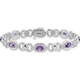 thumbnail image 4 of Sterling Silver Rhodium-Plated Diamond & Amethyst Bracelet (7 X 8) Made In China qx823am, 4 of 5