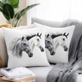 thumbnail image 2 of Throw Pillow Covers 24x24 Inch Set of 2, Horse Print Waterproof Outdoor Pillow Covers, Modern Watercolor Grey White Animals Decorative Cushion Pillowcases for Couch, Sofa, Bed, Garden, Patio, 2 of 9