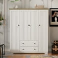 thumbnail image 3 of Euroco 68.5" 4-Door Armoire with Drawers and Shelves, Wood Wardrobe Closet, White, 3 of 9