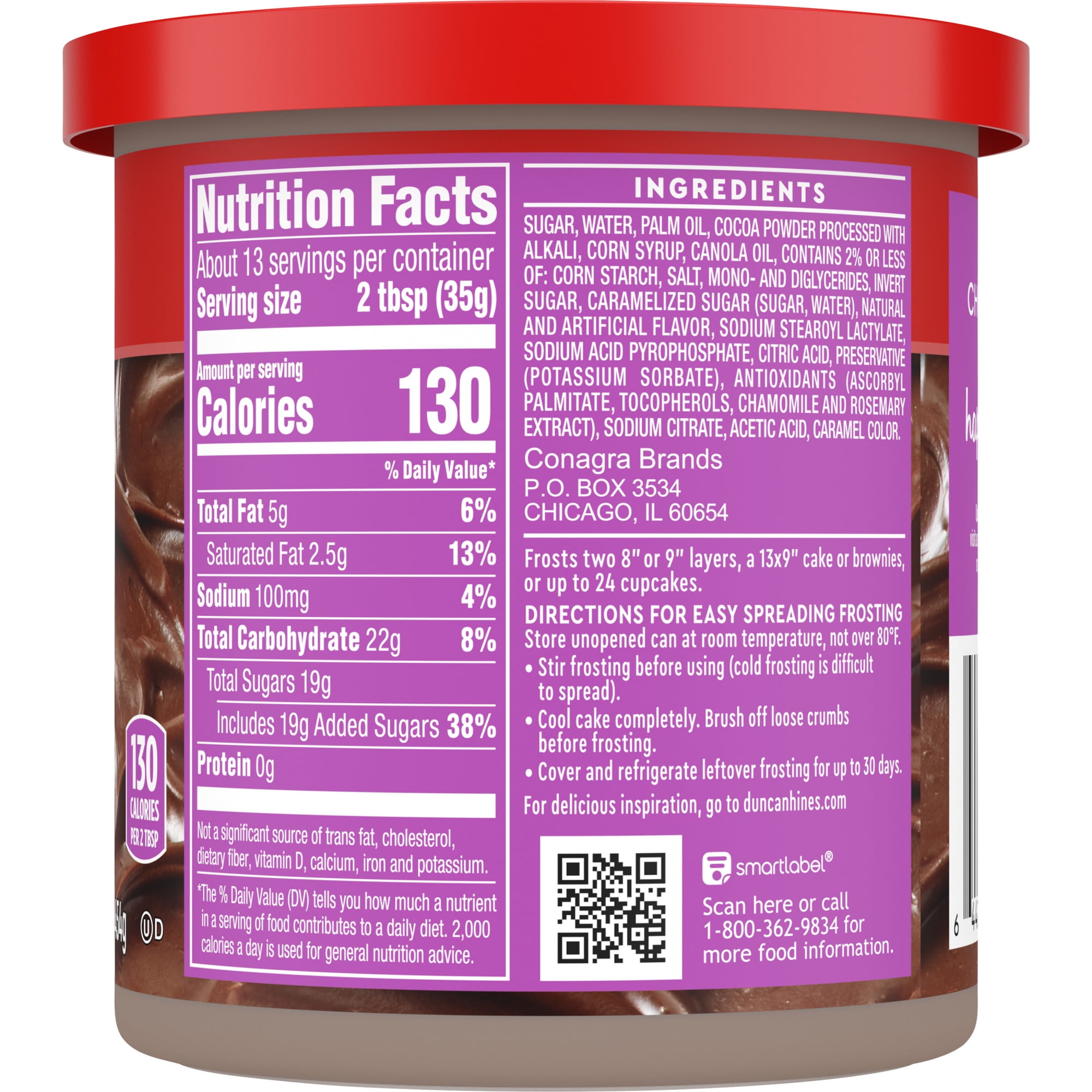 (2 pack) Duncan Hines Creamy Chocolate Flavored Frosting, 16 oz.
