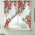 thumbnail image 2 of Cardinal Bird Swag Curtains for Kitchen/Bedroom/Living Room, Winter Poinsettia Berry Pine Cones Floral Scalloped Curtains 63 Inch Long, Window Swag Topper Curtains Valances 2 Panels Set 36"x63", 2 of 8