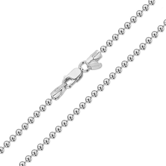 925 Sterling Silver 2 mm Ball Chain Necklace Size: 16 18 20 22 24 28 inch / 40 45 50 55 60 70 cm (18inch/45cm)