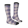 thumbnail image 3 of Balery Purple Floral Gingham Check Plaid Printed Novelty Socks Men's Women's Crew Socks Sports Socks Knee High Socks Cotton Socks Quirky and Cool Socks, 3 of 9