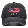thumbnail image 4 of HuangHuanChen Baseball Cap for Women Men Washed American Flag Retro Adjustable Sun Hats Fashion Trucker Cap Unisex VisorDark Gray, 4 of 5