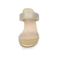 thumbnail image 6 of BLISSFUL STEP Women's Rhiness Heel Block Heels Slide Sandals Gold 6, 6 of 8