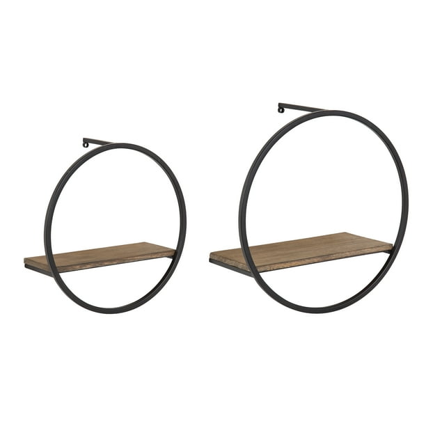 Kate And Laurel Wicks Modern Glam Floating Wall Shelf Set Of 2 Round Black Metal Frame With White Oak Finish Solid Wood Boards Com - Round Wall Shelves Set Of 3 Kate And Laurel Wicks Modern Glam Floating Wall Shelf Set Of 2 Round Black Metal Frame With White Oak Finish Solid Wood Boards Com - Round Wall Shelves Set Of 3