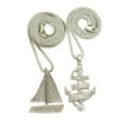 thumbnail image 4 of Hip Hop Yacht & Sailing Team Bling Pendant &  20" - 24" Box Chain 2 Silver Plated Necklace Set, 4 of 8