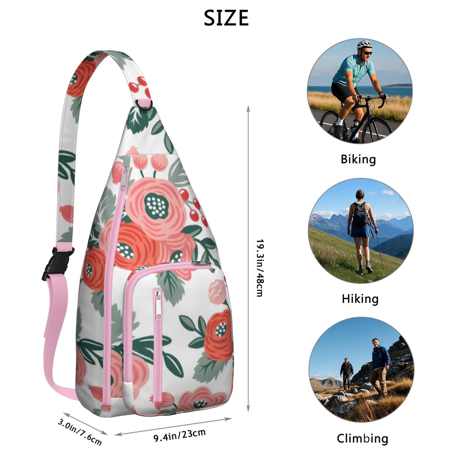 Durable Breathable Sling Bag with Sunflower Pattern for Tactical Use