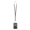 thumbnail image 1 of Portatarjetas de identificación de cuero real Hugo con llavero correa de cordón de cuello vertical gris, 1 of 9