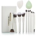 thumbnail image 1 of Juego de brochas de maquillaje YJ-anyue, 12 piezas, gris y verde con esponjas, 1 of 8