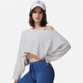 thumbnail image 5 of Women's Cropped Long Sleeve Pullover with Wide Boat Neck - Small, White, 5 of 7