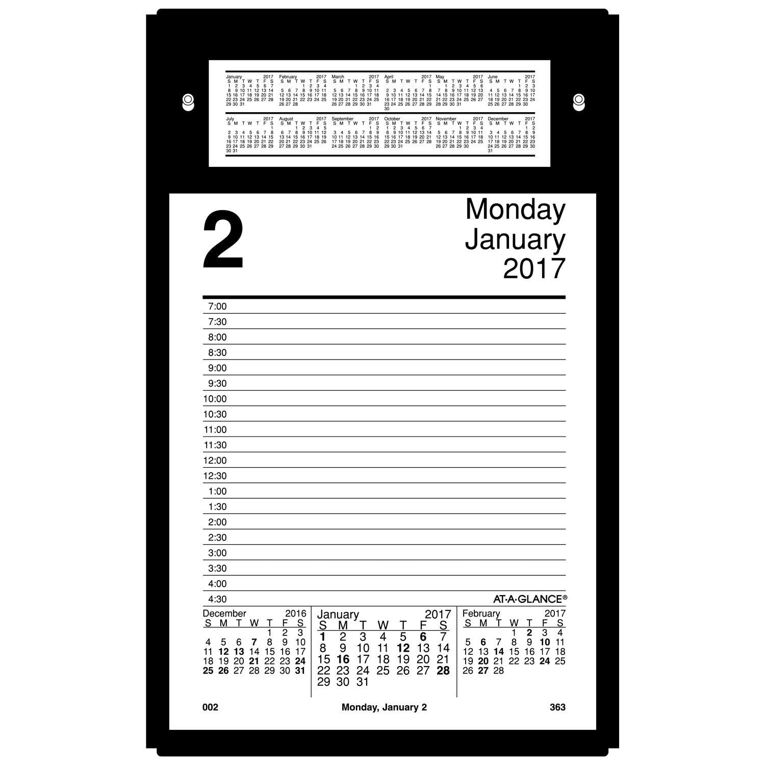 At A Glance Daily Desk Calendar Refill January 2018 December