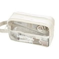 thumbnail image 1 of Clearance! Large Grid Mesh Pencil Case 3 Compartment Pen Bag Clear Handheld Multifunction Pencil Pouch Transparent Makeup Bag for Teen Student College Business Travel Adult One Size White, 1 of 6
