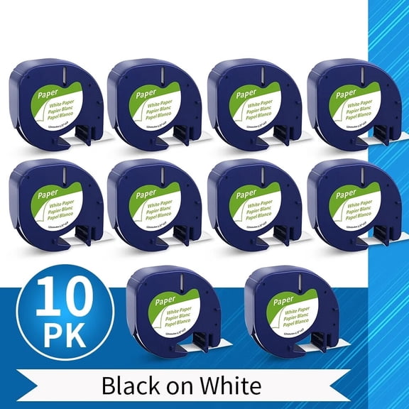 10-Pack 91330 Replace for Dymo LetraTag Labeling Refills Self-Adhesive Paper Tape for LetraTag Label Makers