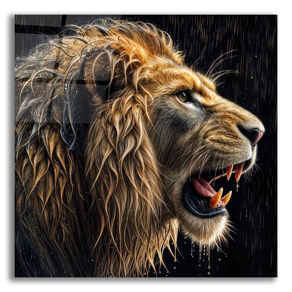 Epic Art 'Lion Portrait - Roar Of The Storm' by Rey Klimt Acrylic Glass Wall Art, 12" x 12"