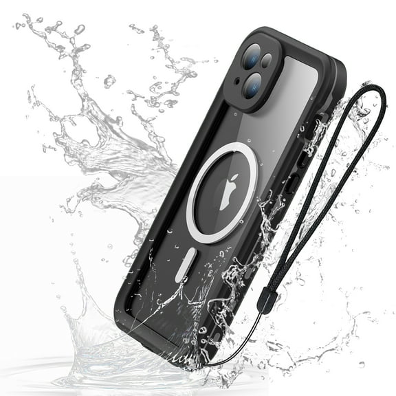 Dteck for iPhone 15 Waterproof Case IP68 Underwater, Heavy Duty Full Body Shockproof Dustproof Military Grade Rugged Case Built-in Screen Protector with Lanyard, Black