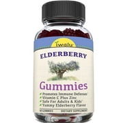 IWALU Elderberry Gummies - with Zinc and Vitamin C for Adults & Kids Immune Support, Black Sambucus Cold and Flu Relief Medicine, Multivitamin Vitamin Gummies, Gluten Free, Berry Flavor Gummy 60 Count
