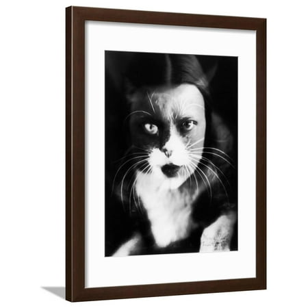 Me and Cat', Two Superimposed Photos of Wanda Wulz and of Her Cat Framed Print Wall Art By Wanda (Best App To Superimpose Photos)