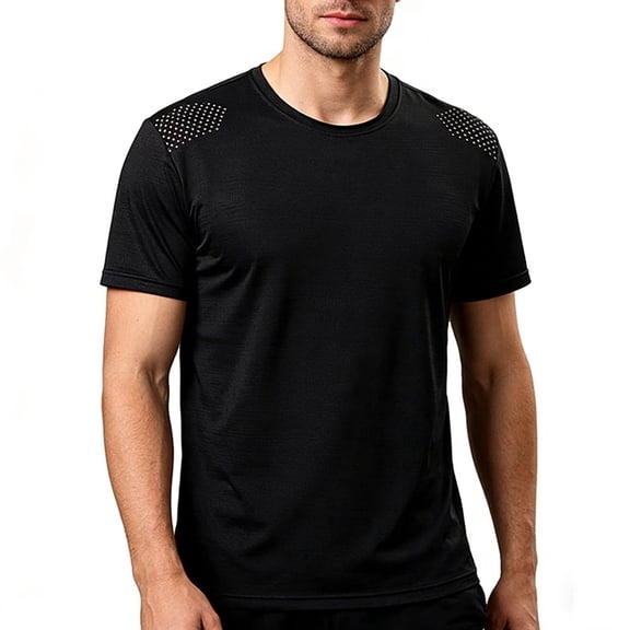 Jyeity Shirts for Men Solid Color Dry-Fit Silk Short Sleeve,Crewneck T Shirts Tops Sporty T Shirts