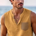 thumbnail image 6 of Lmueinov Mens Linen Henley Tank Top, Sleeveless Summer Beach Shirts Cotton Linen Vest, Lightweight Relaxed Fit, S-2XL, 6 of 6