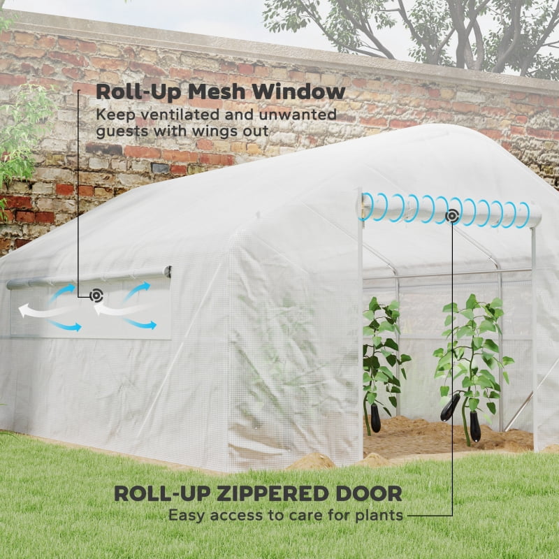 Alvantor White 13x10x6.5 ft Walk-in Tunnel Greenhouse with Galvanized Steel Frame, Hoop House for Plants