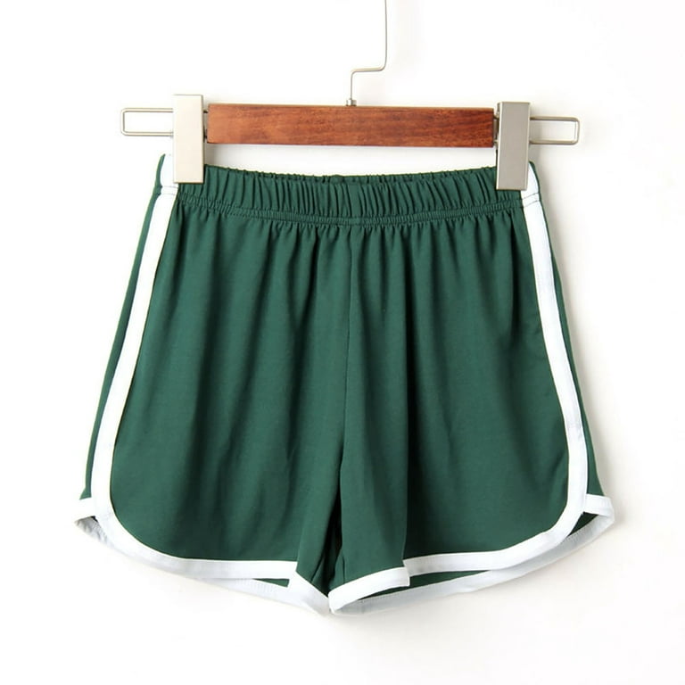 Womens Bike Shorts Women's Fashion Solid Color Casual Wide Leg Ruffle Loose  High Waist Shorts Pants Sunzel Biker Shorts,Green,S 