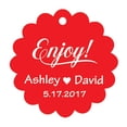 thumbnail image 1 of 100 PCS Enjoy! Customized Scallop Edges Hang Tags Personalized Wedding Favor Gift Paper Tags, 1 of 1