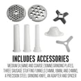 thumbnail image 3 of Weston #10 Manual Tinned Meat Grinder and Sausage Stuffer, 4.5mm & 10mm plates, and 3 sausage funnels, Silver, 3 of 8
