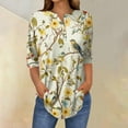 thumbnail image 2 of Women's Tops Printing Blouses 3/4 Sleeved Button Round Neck Fashionable Top Summer Tops For Women, 2 of 5