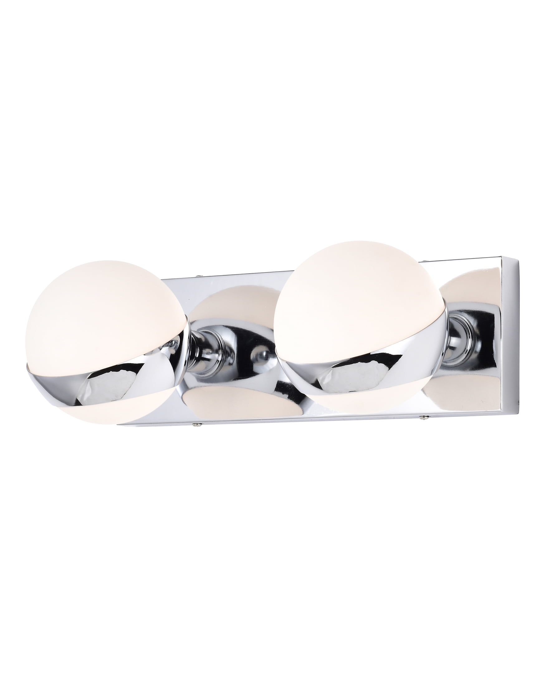 Warehouse of Tiffany Tomy 14 Inch Chrome Finish Orb Opaque Glass Wall Sconces 2 Light