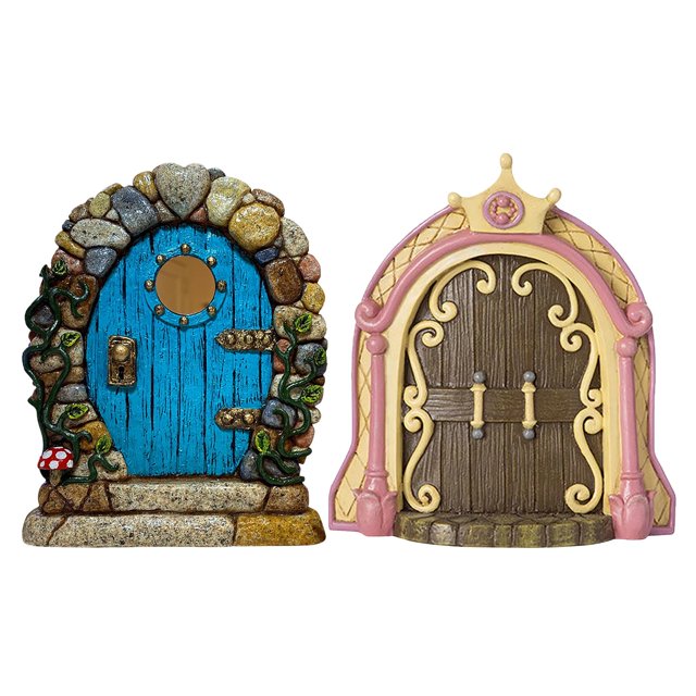 2x puerta de de madera regalos fiesta favores DIY proyecto decoración miniatura escena estatua escultura para patio arte estilo c Macarena Puerta de cuento de hadas