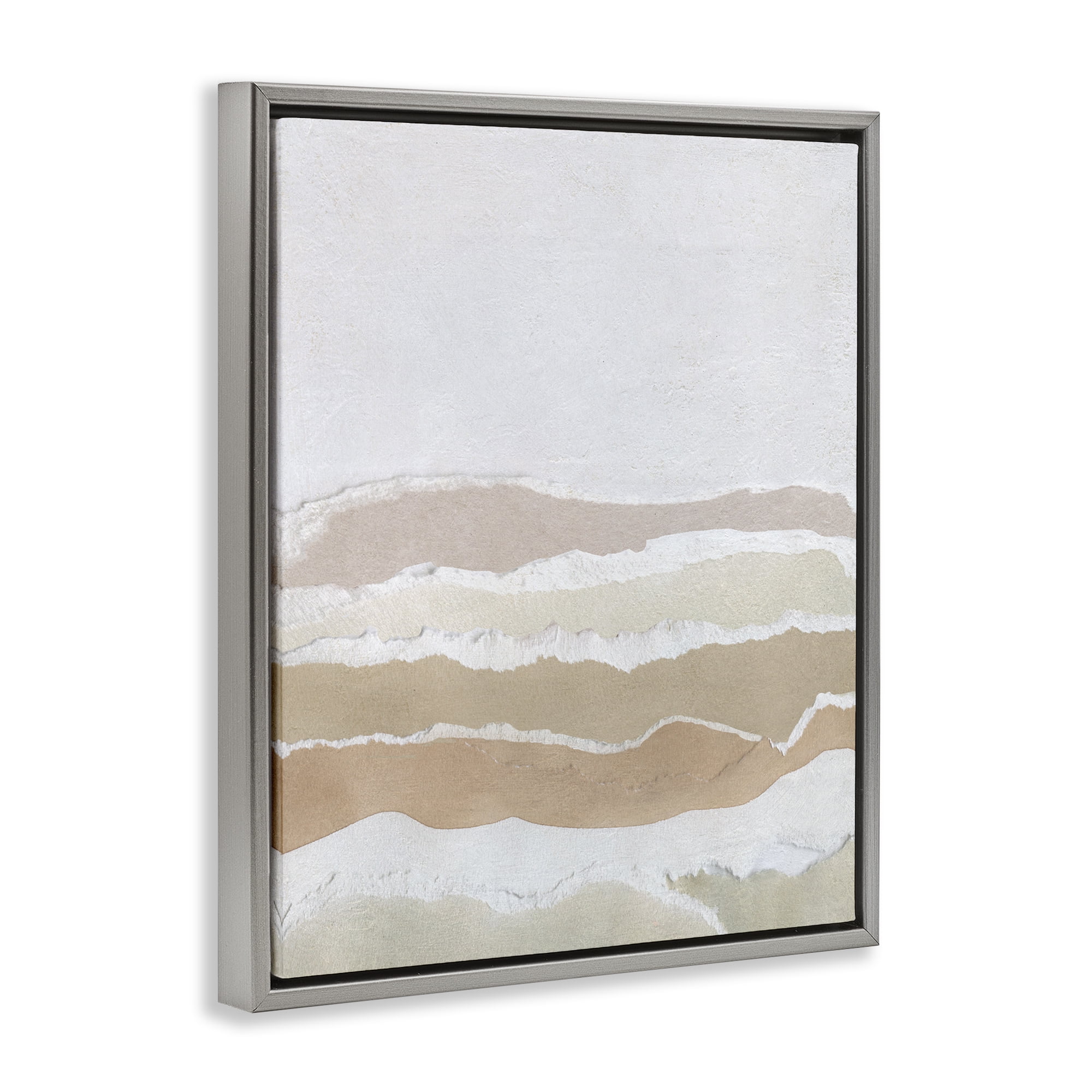 Stupell Industries Desert Dunes Abstraction Abstract Painting Gray Floater Framed Canvas Art Print Wall Art, 25 x 31