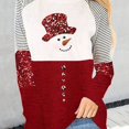 thumbnail image 1 of Snowman Pattern Crew Neck T-Shirt, Casual Long Sleeve Top For Spring & Fall, Women's Clothing, 1 of 5