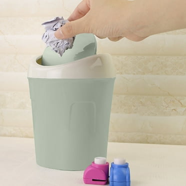 Green Desk Trash Can,6.69*4.13 In Mini Desk Trash Can,Plastic Trash Can with Swing Lid for Home, Office, Kitchen, Vanity Tabletop, Bedroom, Bathroom