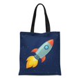thumbnail image 1 of NUDECOR Canvas Tote Bag Red Cartoon Rocket on Space Simple Flying Spaceship Drawing Reusable Shoulder Grocery Shopping Bags Handbag, 1 of 1