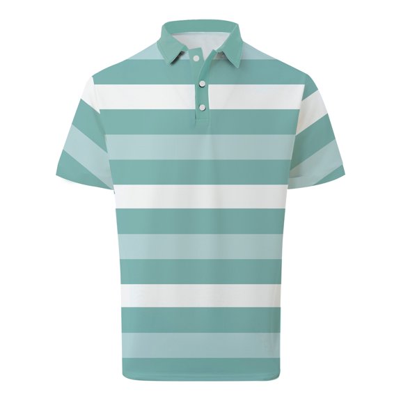 Telankuip Mens Classic Polo Shirts Trendy Color Block Striped Casual Workout Tops Button up V-Neck Short Sleeve Muscle Fitted Comfortable Tee for Work and Outdoor Activities 22-Mint Green XL