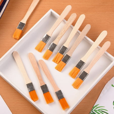 

Sarkoyar 10Pcs Barbecue Brushes Food Grade Heat Resistant Wood All-Purpose Grilling Oil Brush Cleaning Tools for Home