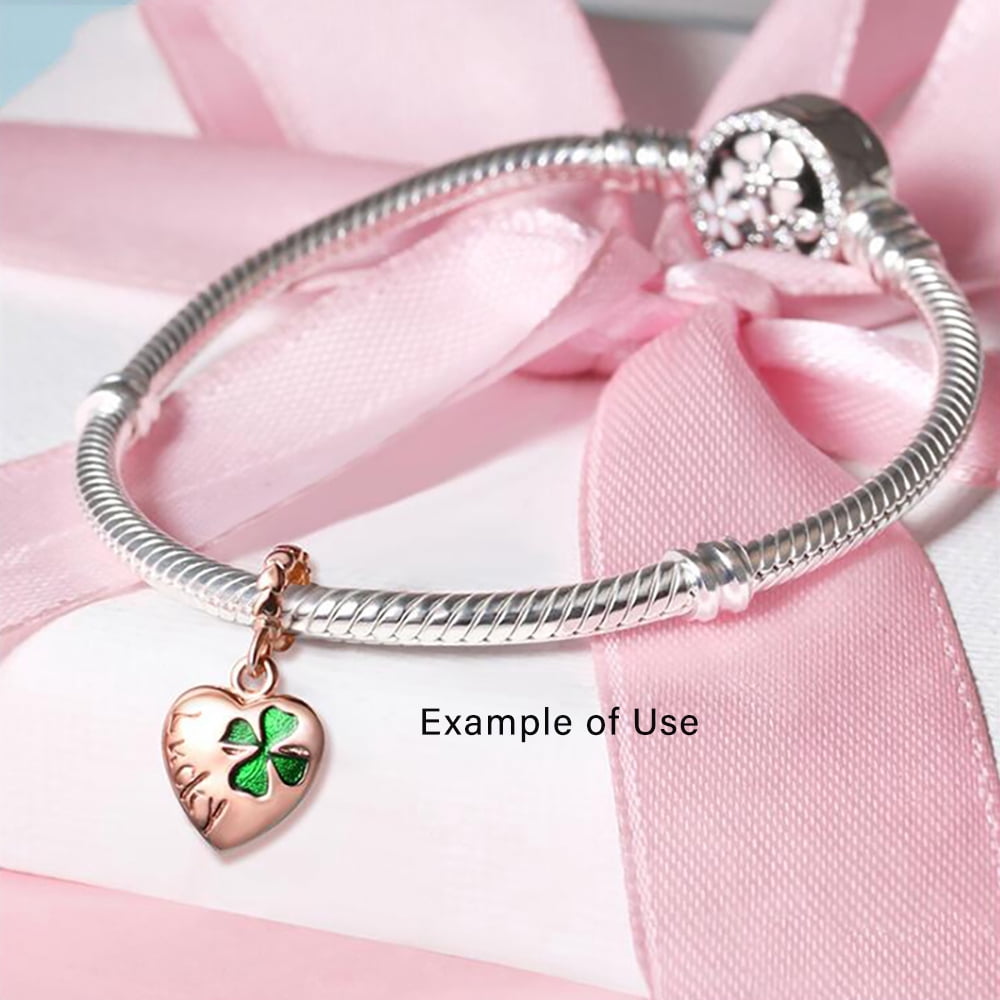 Heart Lucky Clover Charm European Bead Rose Gold Plated Sterling Silver Ginger Lyne Collection