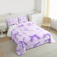 thumbnail image 3 of Manfei Ribbon Bowtie Queen Comforter Set,Kawaii Bow Knot Bedding Sets,Purple Bowknot Bedding Comforter Set For Kids,Super Cozy Room Decor Reversible,3 Pieces, 3 of 8