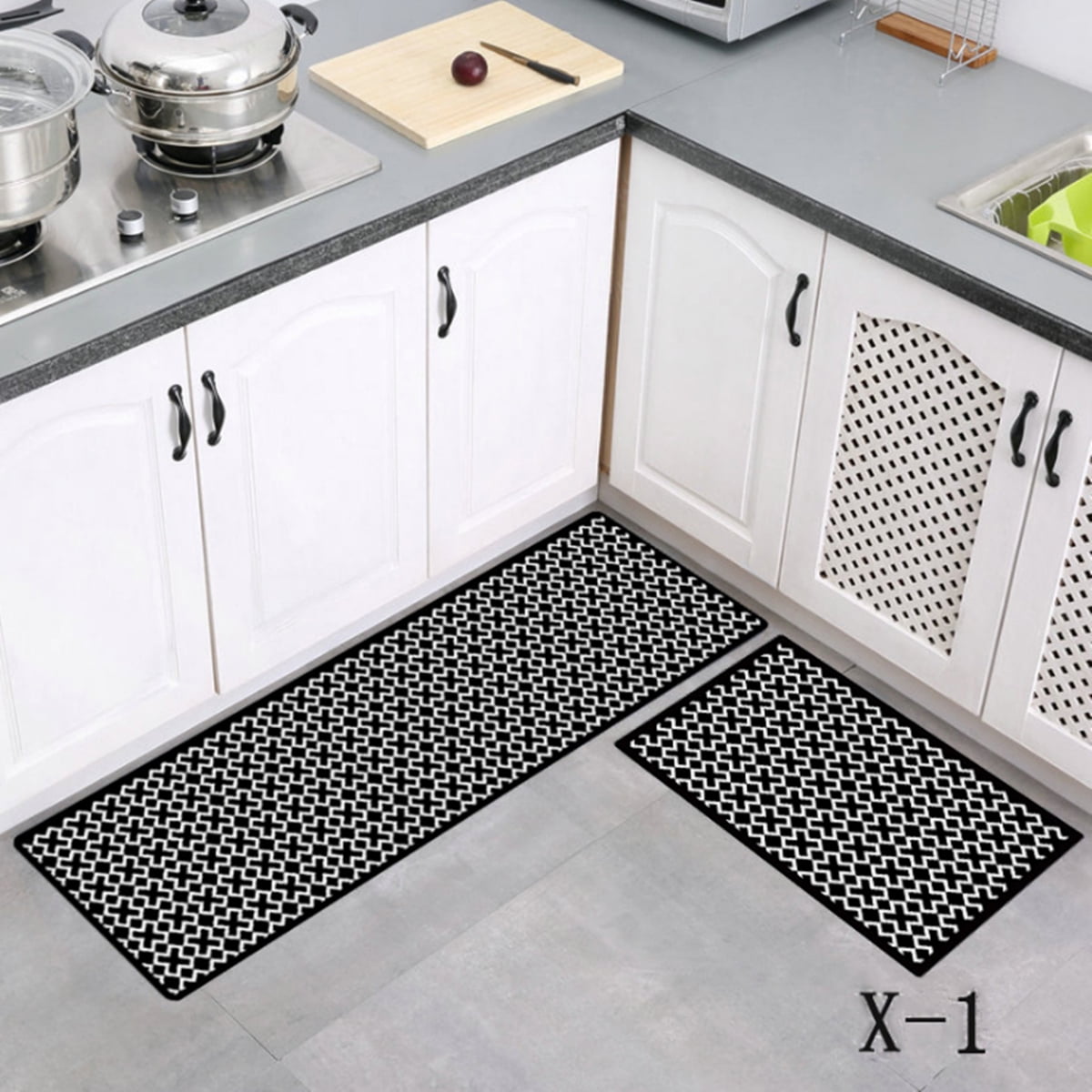 Carvapet 2pcs 47In Non-Slip Kitchen Mat Rubber Backing Doormat Runner Rug Set US