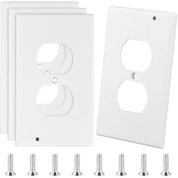 Decorative Wall Plates Socket Cover Plate White Finish Outlet Covers Electrical Outlet Cover Plate Switch Plates (1 Gang 4 Pack White) KY-WH0046-97-US20