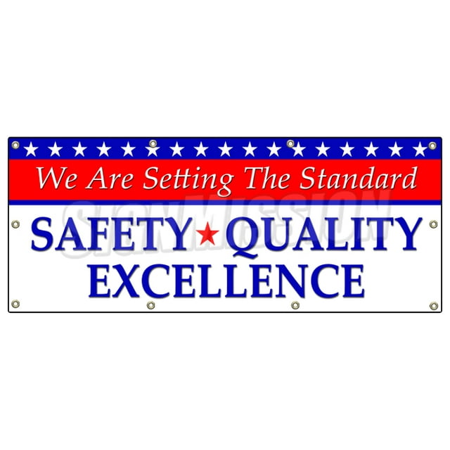 Bannière d'Excellence de Qualité Sécurité Standard 36"x96 Pouces pour Lieu de Travail
