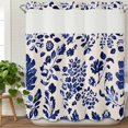 thumbnail image 2 of No Hook Shower Curtain Set with Snap in Liner, Pastoral Vintage Floral Pattern Waterproof Bathroom Curtain with See Through Top Window, Summer Ombre Leaves Double Shower Curtains for Bathtub, 2 of 9