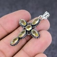 thumbnail image 3 of Natural Citrine Gemstone Handmade 925 Sterling Silver Cross Pendant 1.81", 3 of 4